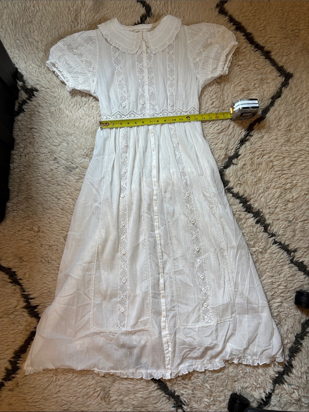 Doen Lace-Trim Cotton Dress with Peter Pan Collar - Picture 11 of 17
